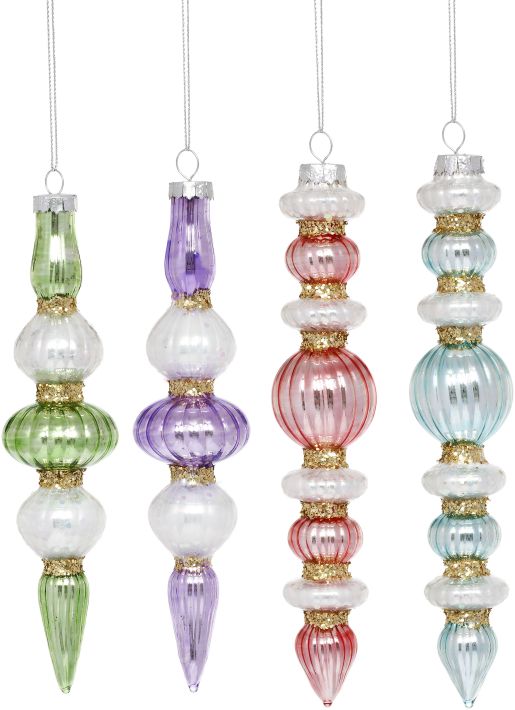 Swirl Slim Finial Ornament, Assortment of 4 - 6-7 Inches