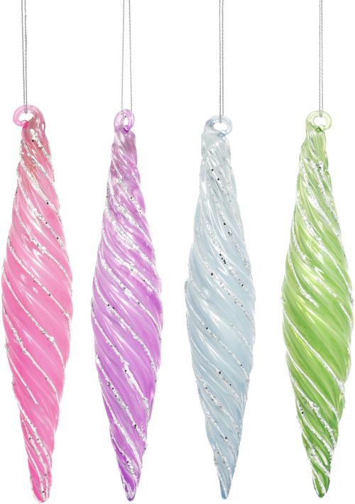 Swirl Icicle Finial Ornament, Assortment of 4 - 8 Inches