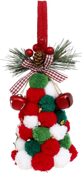 Pompom Holly Berry Ornament - 4 Inches