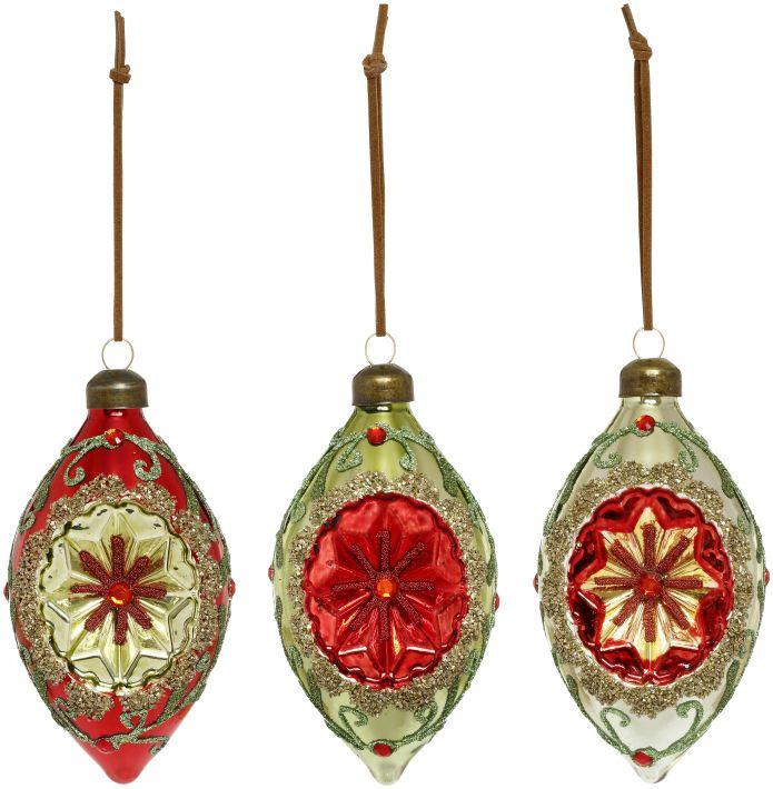 Festive Drop Ornaments, Assortment OF 3 -4.5 Inches