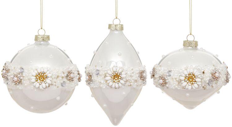 Jeweled Bloom Ornament, Box of 6- 4-5 Inches