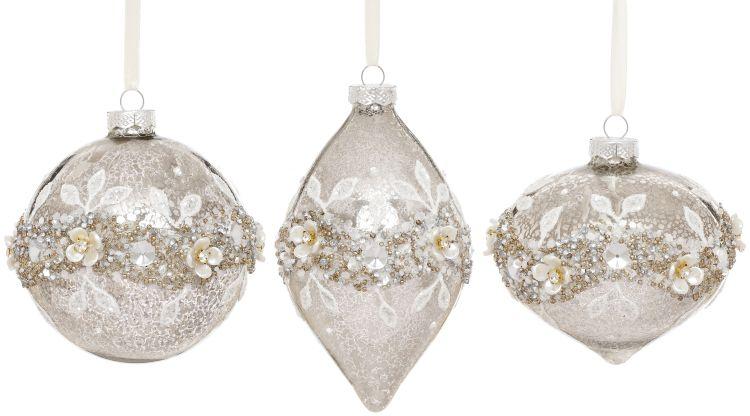 Floral Lace Ornament, Box of 6- 4-5 Inches