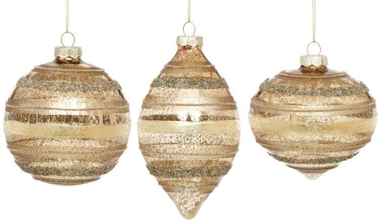 Striped Luster Ornament, Box of 6- 4-5 Inches
