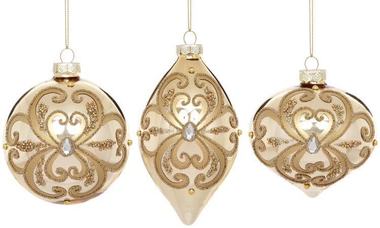 Jeweled Scroll Ornament, Box of 6- 4-5 Inches