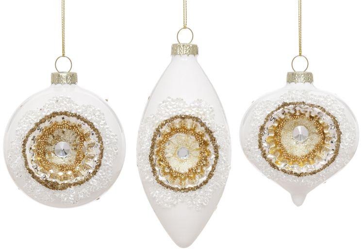 Festive Glitter Ornament, Box of 6- 3-4 Inches