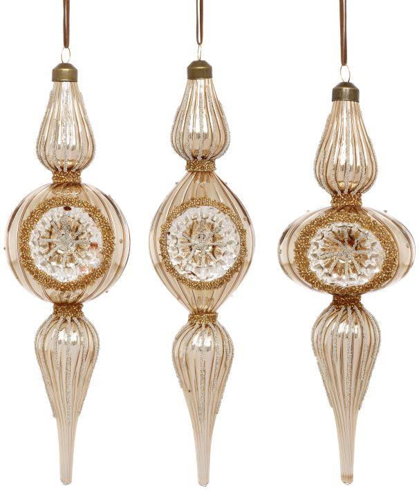 Christmas Finial Ornament, Box of 6- 8.5 Inches