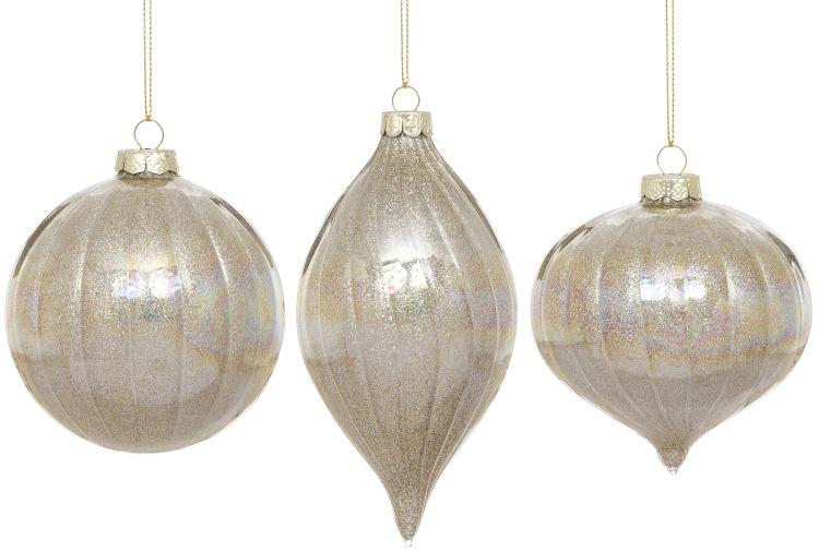 Iridescentescent Stripe Ornament, Box of 6- 4-5 Inches