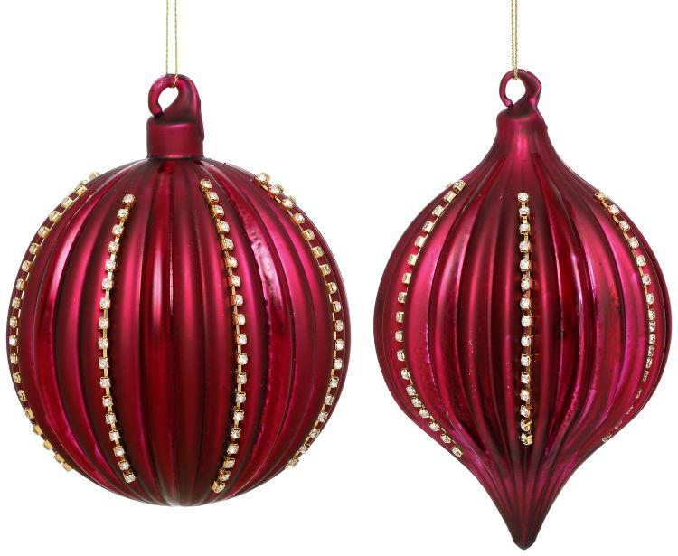 Festive Striped Ornament, Box of 6- 4-5 Inches