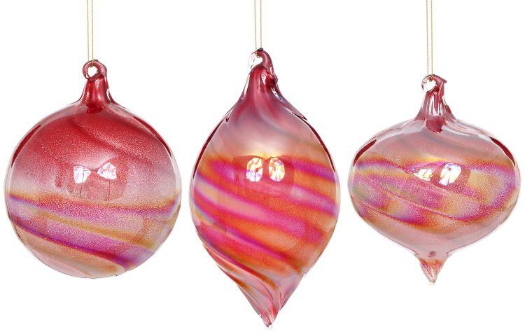 Striped Iridescent Ornament, Box of 6- 4-5 Inches
