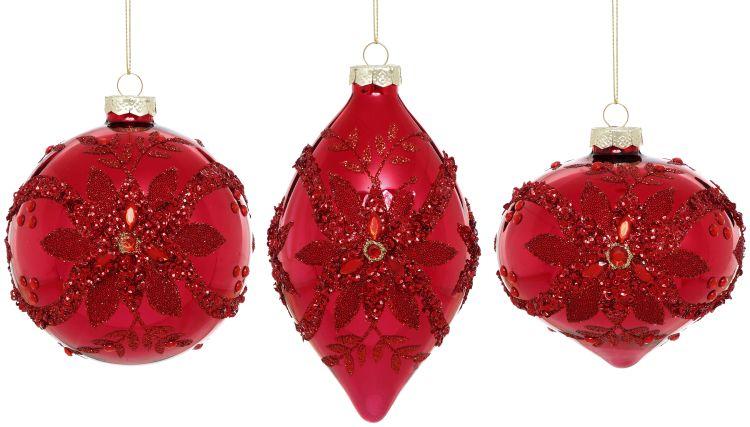 Holiday Poinsettia Ornament, Box of 6- 4-5 Inches