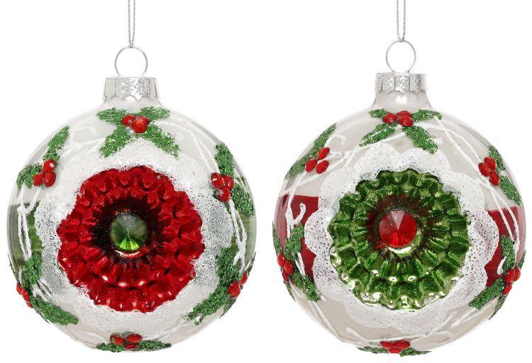 Festive Holiday Ornament, Box of 6- 3 Inches