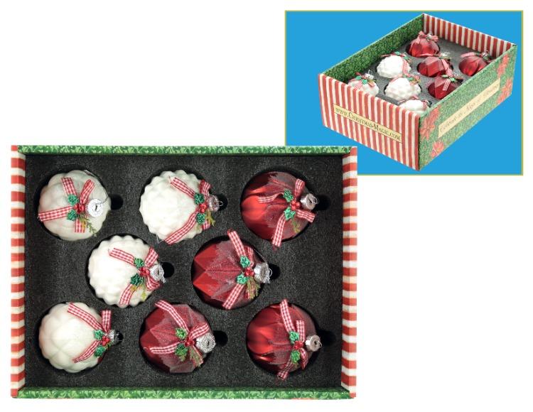Plaid Bow Ornament, Box of 8- 3 Inches