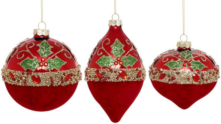 Holly Jewel Ornament, Box of 6- 4-5 Inches
