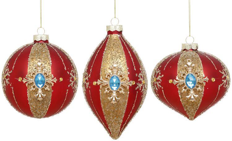 Regal Jeweled Ornament, Box of 6- 4-5 Inches