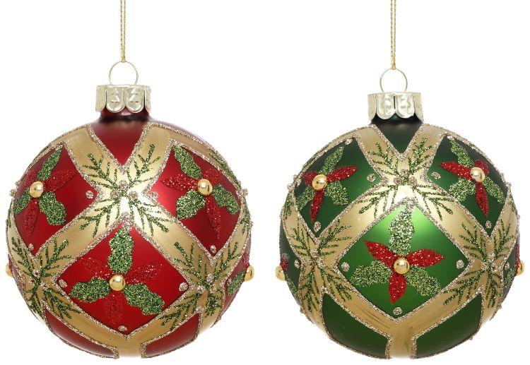 Holly Diamond Ornament, Box of 6- 3 Inches
