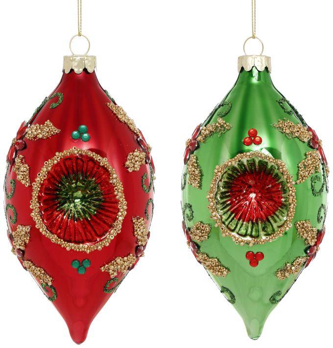 Poinsettia Reflector Finial Ornament, Box of 6- 6 Inches