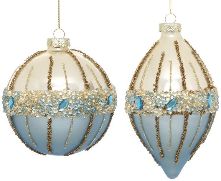 Crystal Bead Ornament, Box of 6- 4-5 Inches