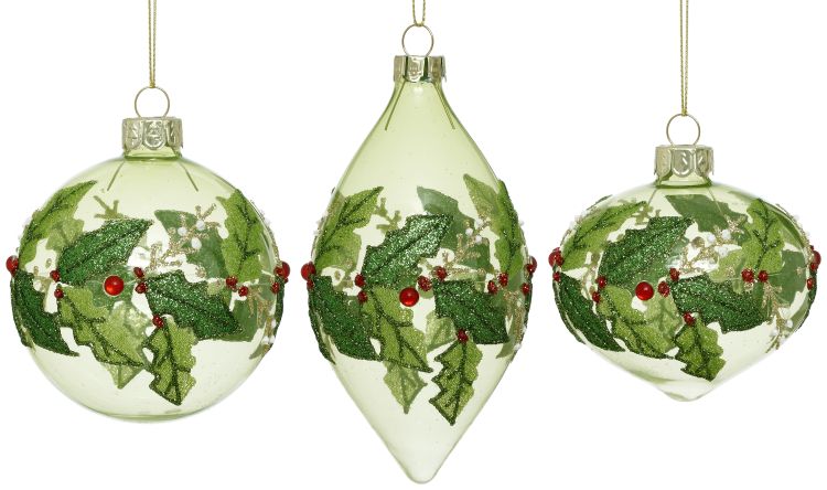 Holly Celebrate Ornament, Box of 6- 3-4 Inches