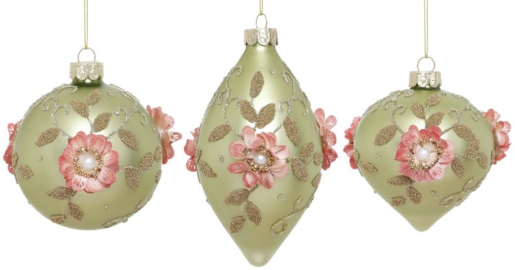 Floral Pearl Ornament, Box of 6- 3-4 Inches