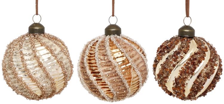 Sequin Spiral Ornament, Box of 6- 3 Inches