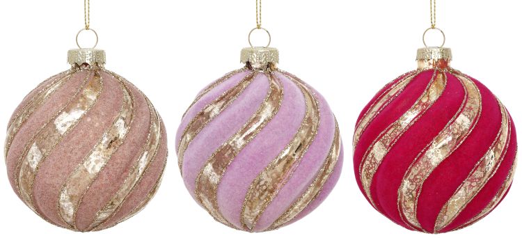 Glitter Swirl Ornament, Box of 6- 3 Inches