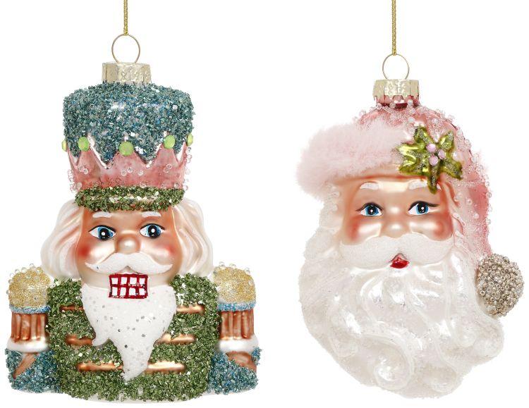 Santa and Nuctracker Ornament, Box of 6- 4 Inches