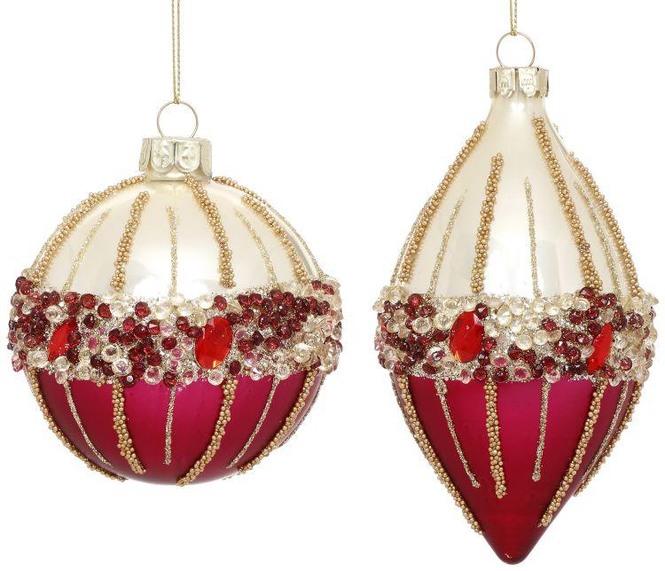 Shimmer Jeweled Ornament, Box of 6- 3-4 Inches