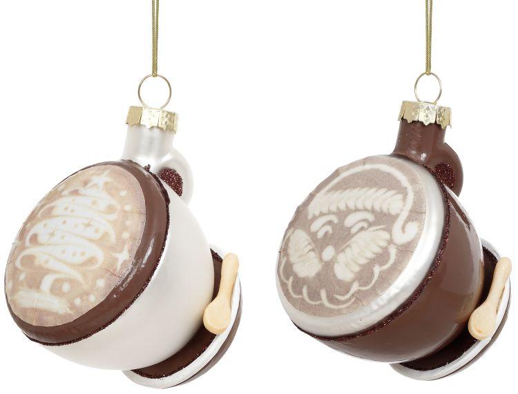 Latte Cup Ornament, Assortment of 2- 2×2 Inches
