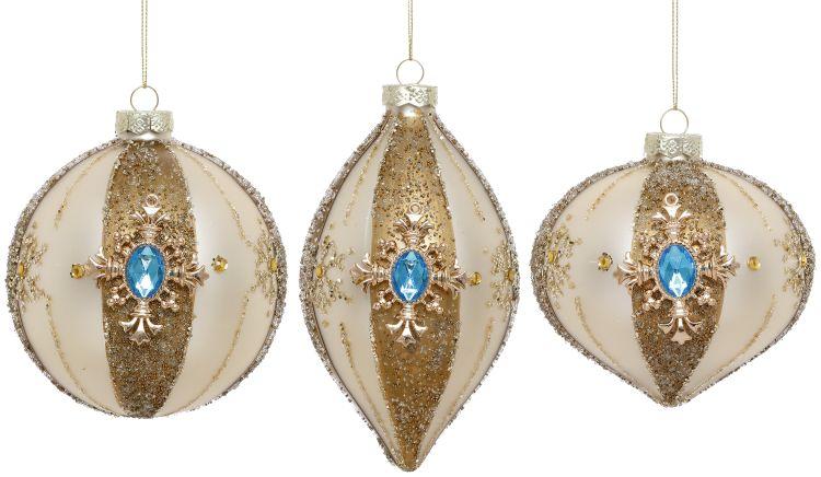 Grand Jeweled Ornament, Box of 6- 3-4 Inches