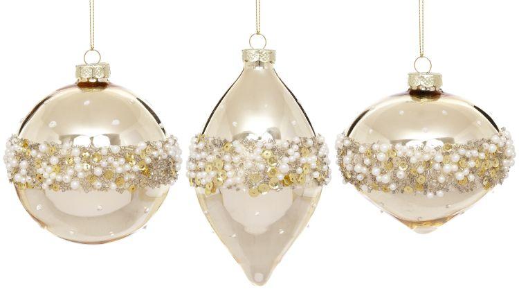 Luxe Pearl Bead Ornament, Box of 6- 4-5 Inches