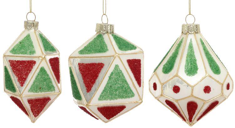 Geometric Holiday Ornament, Box of 6- 3-4 Inches