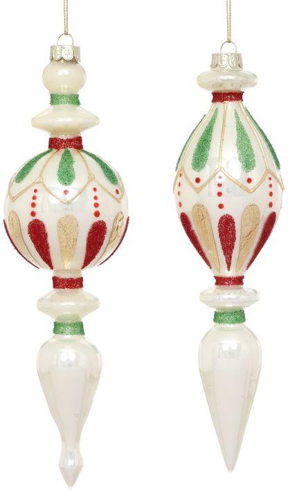 Holiday Finial Ornament, Assortment of 2- 10 Inches