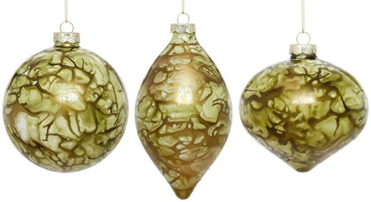 Marbled Art Ornament, Box of 6- 3-5 Inches