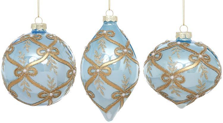 Ribboned Ornament, Box of 6- 4-5 Inches