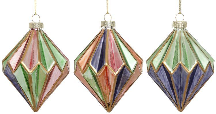 Jeweled Facet Drop Ornament, Box of 6- 4 Inches