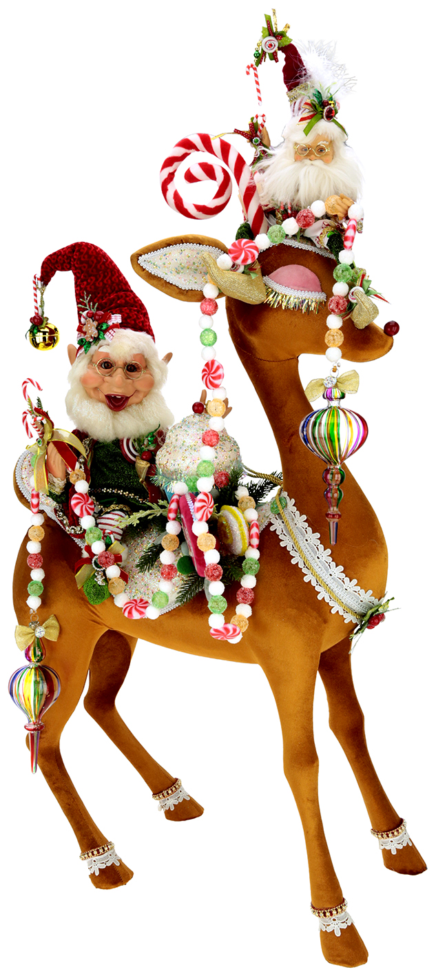 Candy Cane Elf on Deer - 44 inches