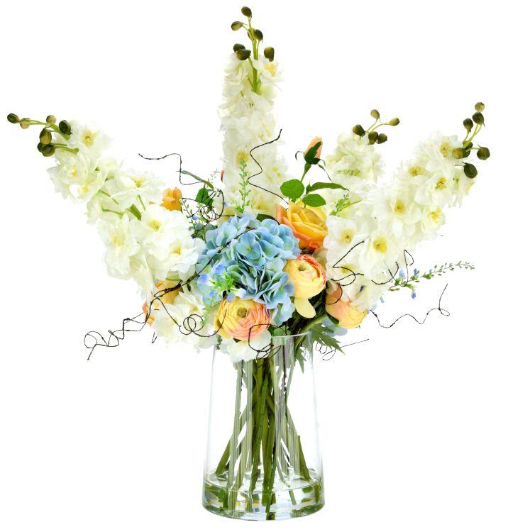 White Blossom and Hydrangea in Vase - 27.5 Inches