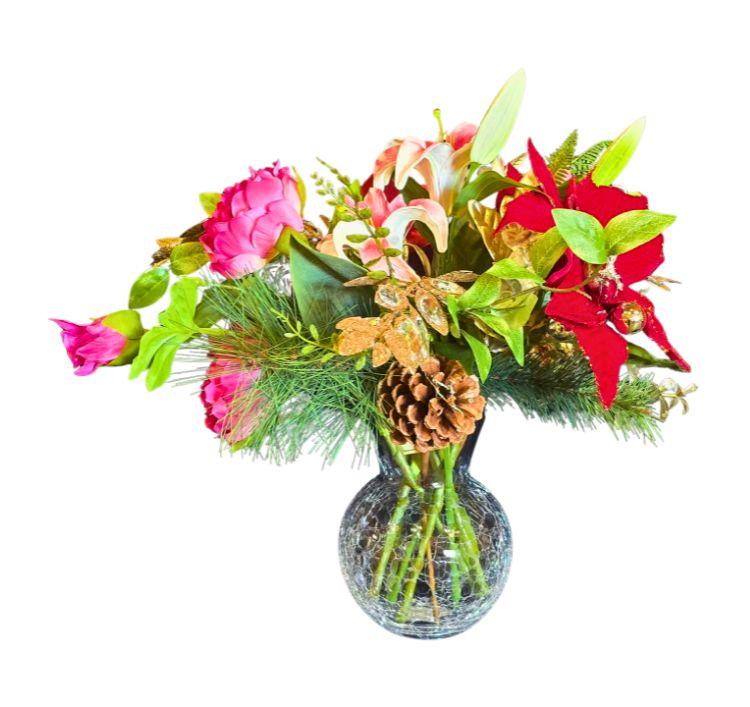 Jeweled Poinsettia Flower Vase