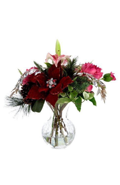 Jeweled Poinsettia Flower Vase
