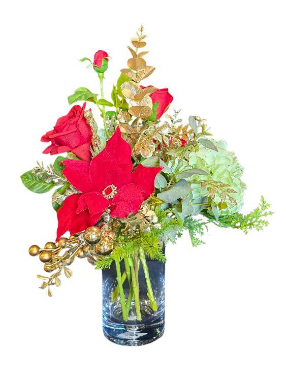 Jeweled Poinsettia Christmas Vase