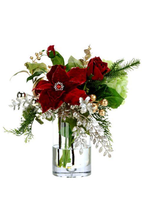 Jeweled Poinsettia Christmas Vase - 16.5 Inches