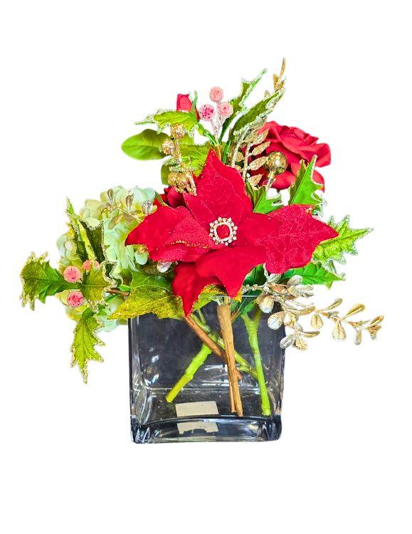Rose Hydrangea Poinsettia Vase