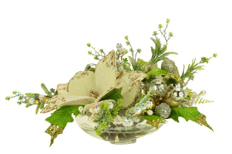 Small Poinsettia Centerpiece, Ivory