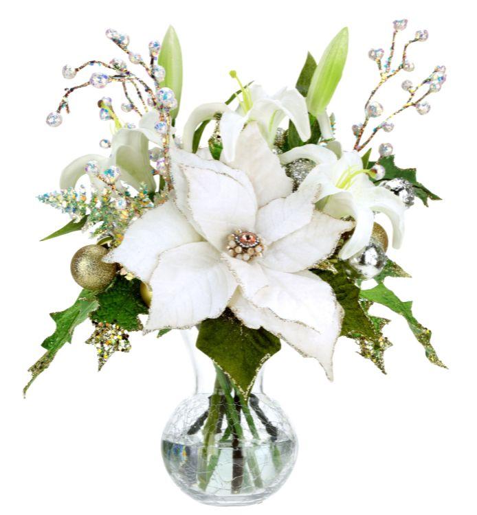 Vase of Poinsettia and Floral, Ivory