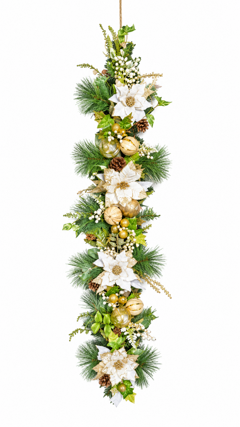 Poinsettia Ornament Garland - 60 Inches