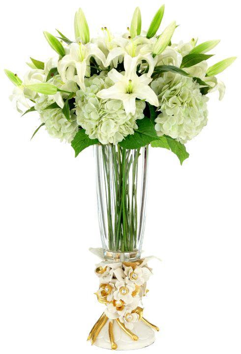 Majestic Lily and Hydrangea in Vase - 32 Inches