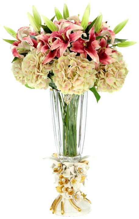 Majestic Lily and Hydrangea in Vase - 32 Inches