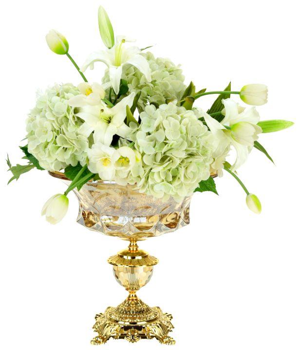 Lily and Hydrangea Arrangement in Bowl - 22.5 Inches