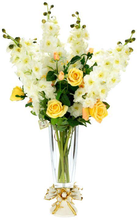 Garden Rose and Deplhinium in Vase - 34 Inches