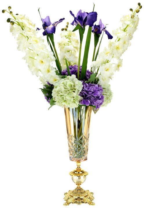 Hydrangea and Iris Arrangement in Vase - 38 Inches